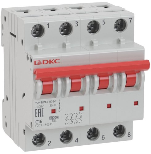 Выключатель автоматический DKC YON MD63 4п 1А D 6кА картинка